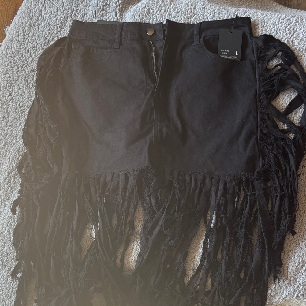 Black Fringe Skirt